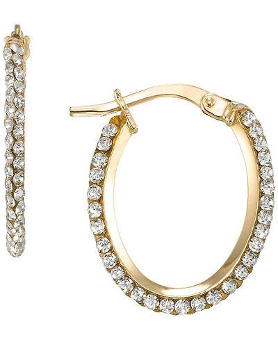 Macy's Clear Crystal (0.65 ct. t.w.) Oval Hoop Earrings in 10k Yellow Gold