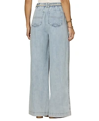 Democracy Petite Pleated Wide Leg Rope Tie Belt Pants