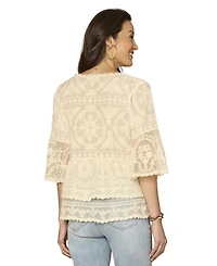 Democracy Petite Scoop Neck Bell Sleeve Top
