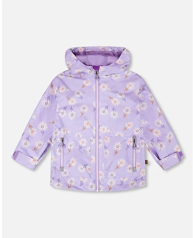 Deux par Big Girls Mid-Season Jacket Purple Daisy Print
