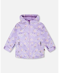 Deux par Big Girls Mid-Season Jacket Purple Daisy Print