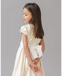 Hope & Henry Toddler Girls Short Sleeve Linen Dress with Peter Pan Collar