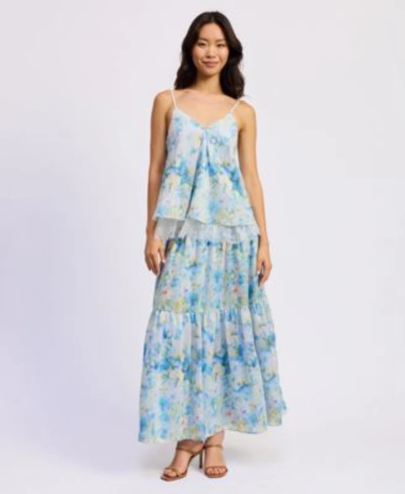 En Saison Womens Vivian V Neck Top Maxi Skirt