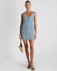 French Connection Women's 90s Denim Button-Front Sleeveless Dress