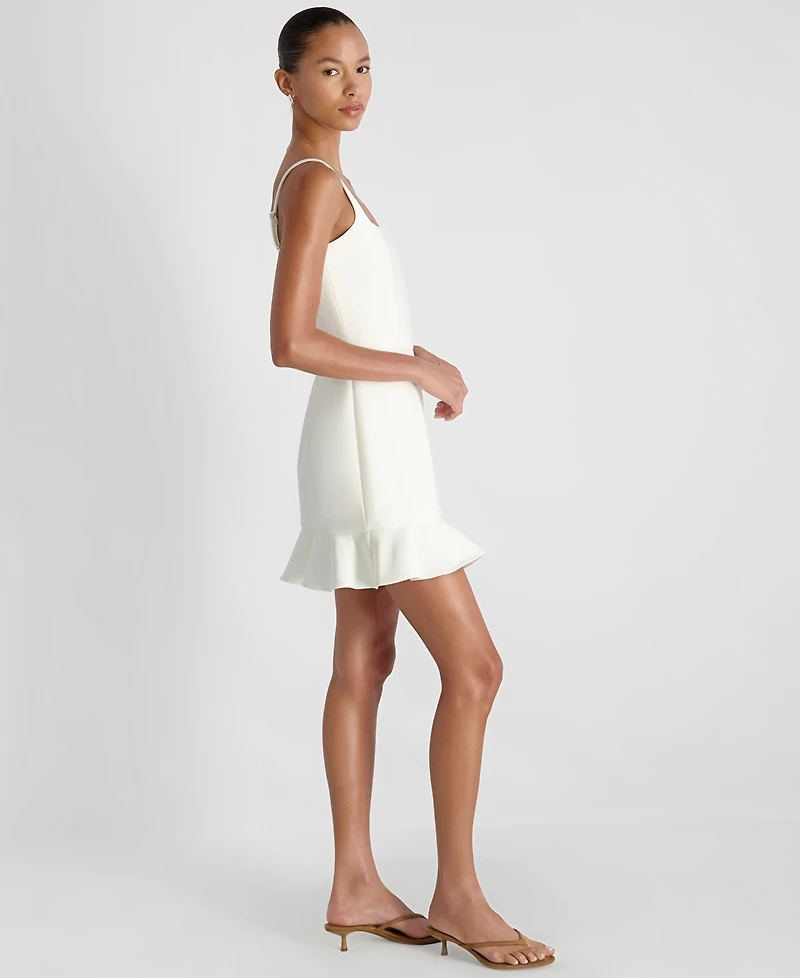 French Connection Women's Whisper Square Neck Frill Hem Mini Dress