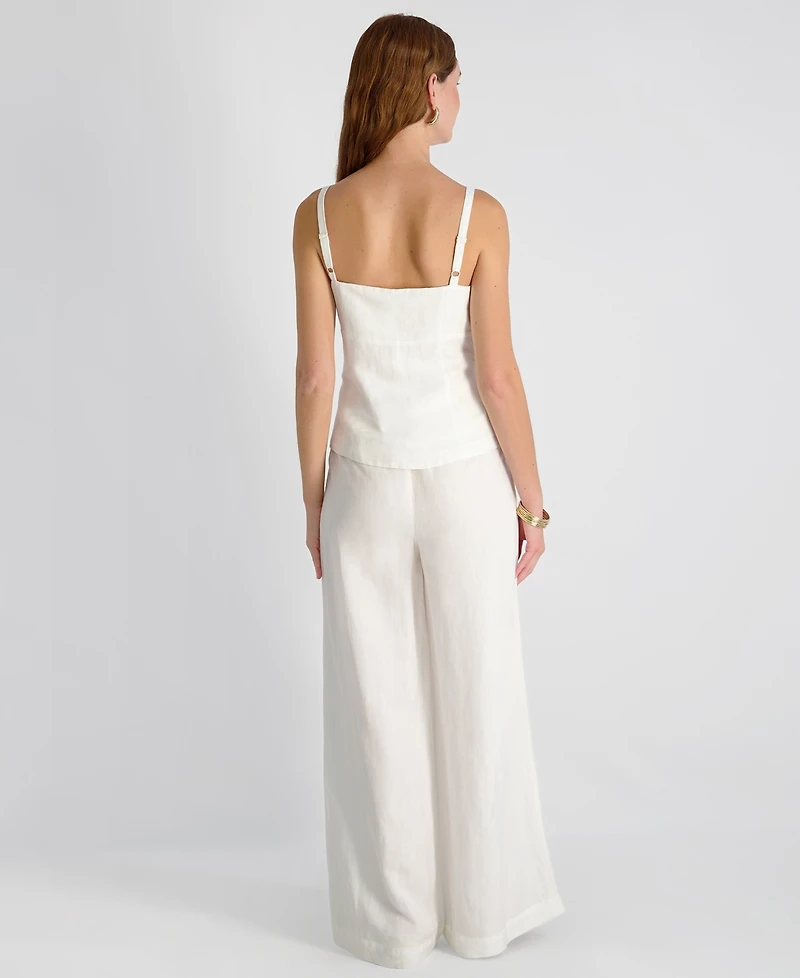 French Connection Women's Cooper Linen-Blend Wide-Leg Pants