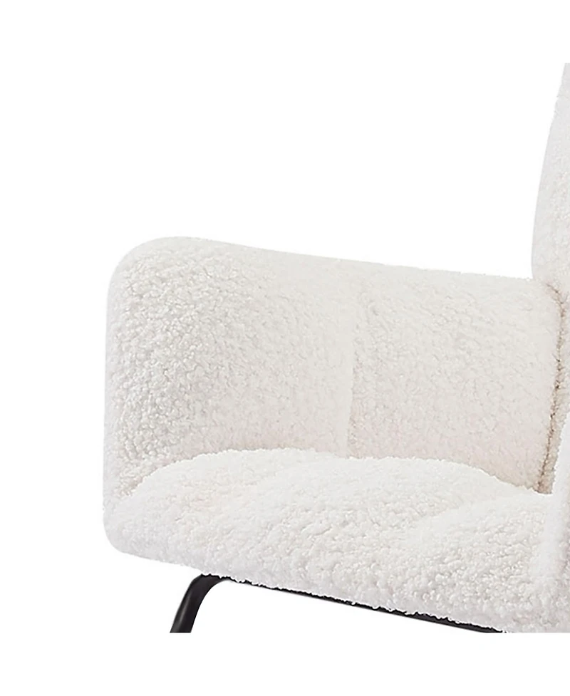 Flynama Off White Comfy Upholstered High Backrest Rocking Chair for Nursing Baby Reading Napping Nursery Living Room