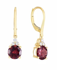Macy's Garnet (3 ct. t.w.) & Diamonds (1/8 ct. t.w.) Lever-Back Earrings in 14k White Gold