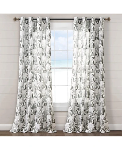 Lush Decor Palm Lane Light Filtering Window Curtain Panels Pair 52"W x 84"L Gray - Coastal Curtains For Bedroom Or Living Room