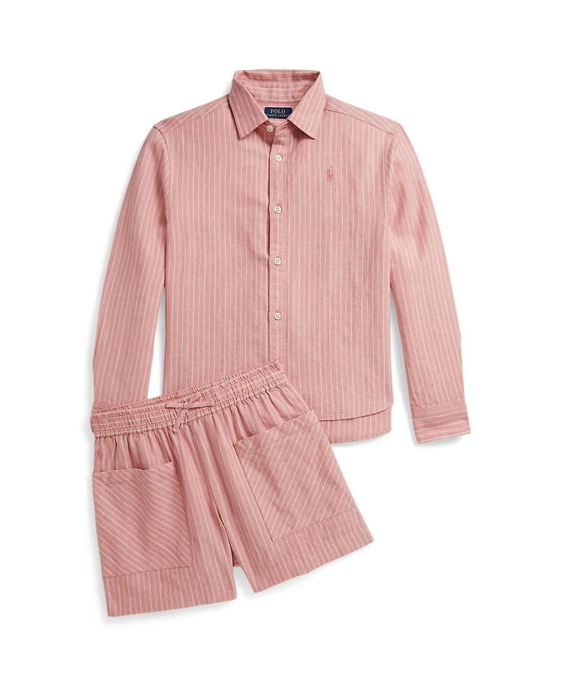 Polo Ralph Lauren Girls' 7-16 Striped Elastic Waistband Shorts