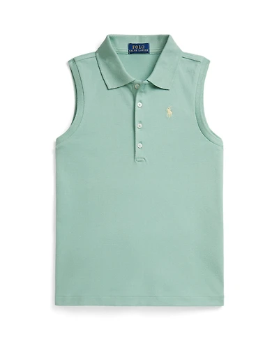 Polo Ralph Lauren Girls' 7-16 Stretch Mesh Four-Button Placket Shirt