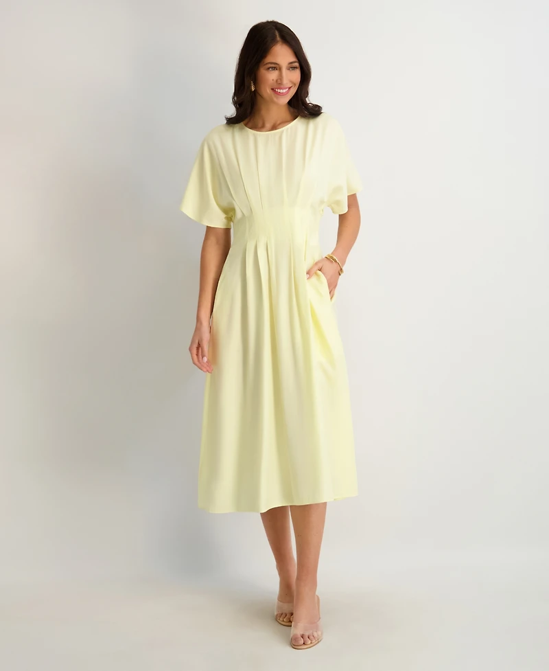 kensie Women's Dolman-Sleeve Cinched-Waist Midi Dress