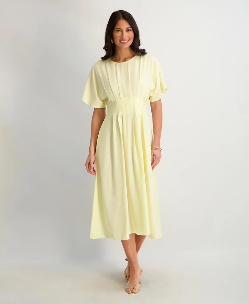 kensie Women's Dolman-Sleeve Cinched-Waist Midi Dress