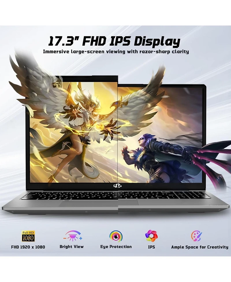 Nimo 17.3" Ips Fhd-Student-Laptop- 8GB Ram 256GB Ssd, Intel Pentium 4 Cores N100(Beat i3-1115G4, Up to 3.4GHz) Computer