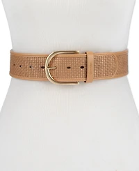 Calvin Klein Mini Box-Woven Leather Polished Buckle Belt
