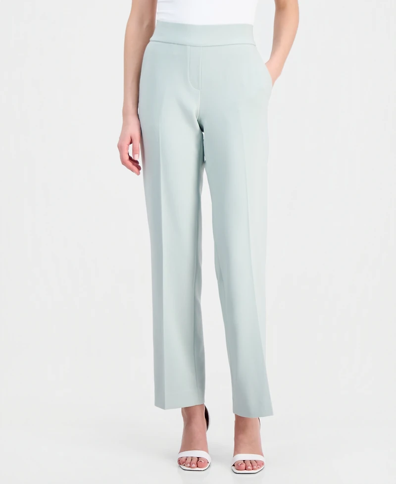 Anne Klein Women's Mid Rise Straight-Leg Pull-On Pants
