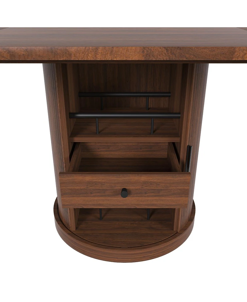 Streamdale Furniture 59" Extendable Oval Dining Table with 2-Tier Storage