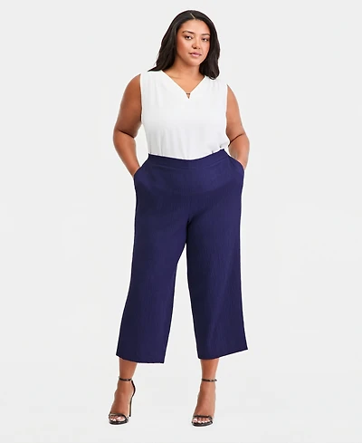 Anne Klein Essentials Plus Pull-On Crop Straight-Leg Pants