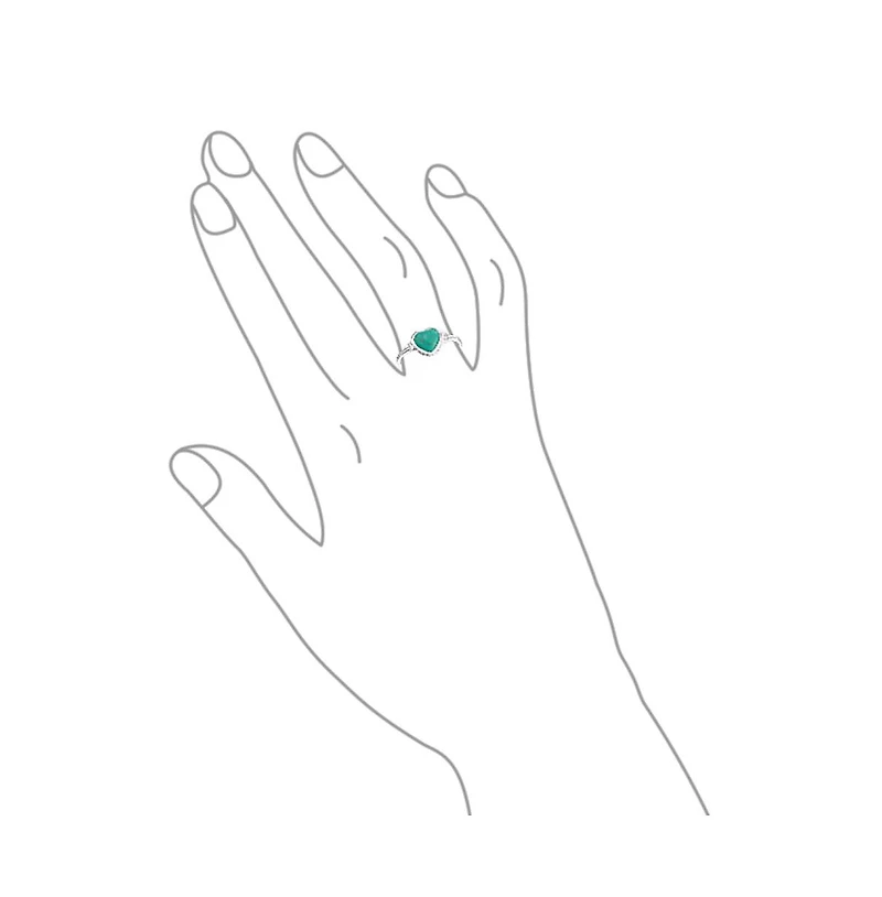 Bling Jewelry Blue Natural Stabilized Turquoise Bezel Heart Ring Sterling Silver