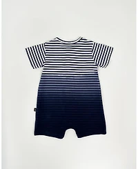 Deux par Baby Boys Cotton Romper Blue Gradient Stripes