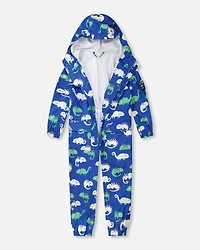 Deux par Baby Boys Rain One-Piece Polyurethane Blue Chameleon Print