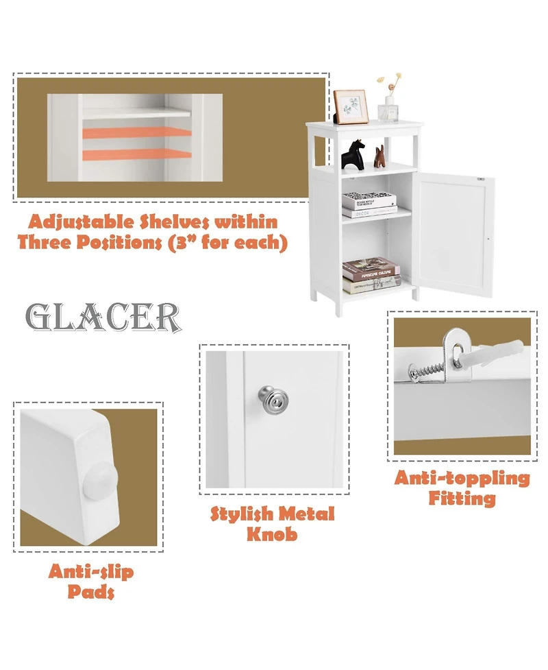 Volenca Wood Bathroom Floor Cabinet with Multi-Storage Rack Organizer
