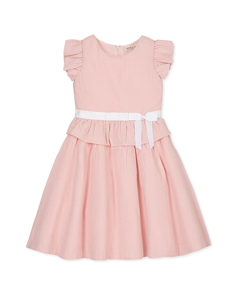 Hope & Henry Little Girls and Organic Ruffle Collar Button Front Seersucker Romper