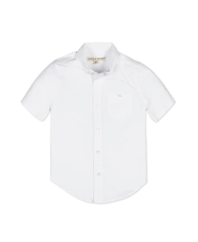 Hope & Henry Little and Big Boys' Organic Short Sleeve Stretch Poplin Button Down Shirt