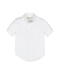 Hope & Henry Little and Big Boys' Organic Short Sleeve Stretch Poplin Button Down Shirt