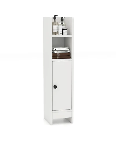 Volenca Space-Saving Corner Bathroom Slim Cabinet with Door and Adjustable Shelf