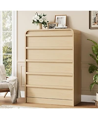 gaomon Arched 5 Drawer Dresser for Bedroom, 45in Tall Wooden 5 Chest of Drawers with Curved Profile Design, Modern Closet Storage Organizer