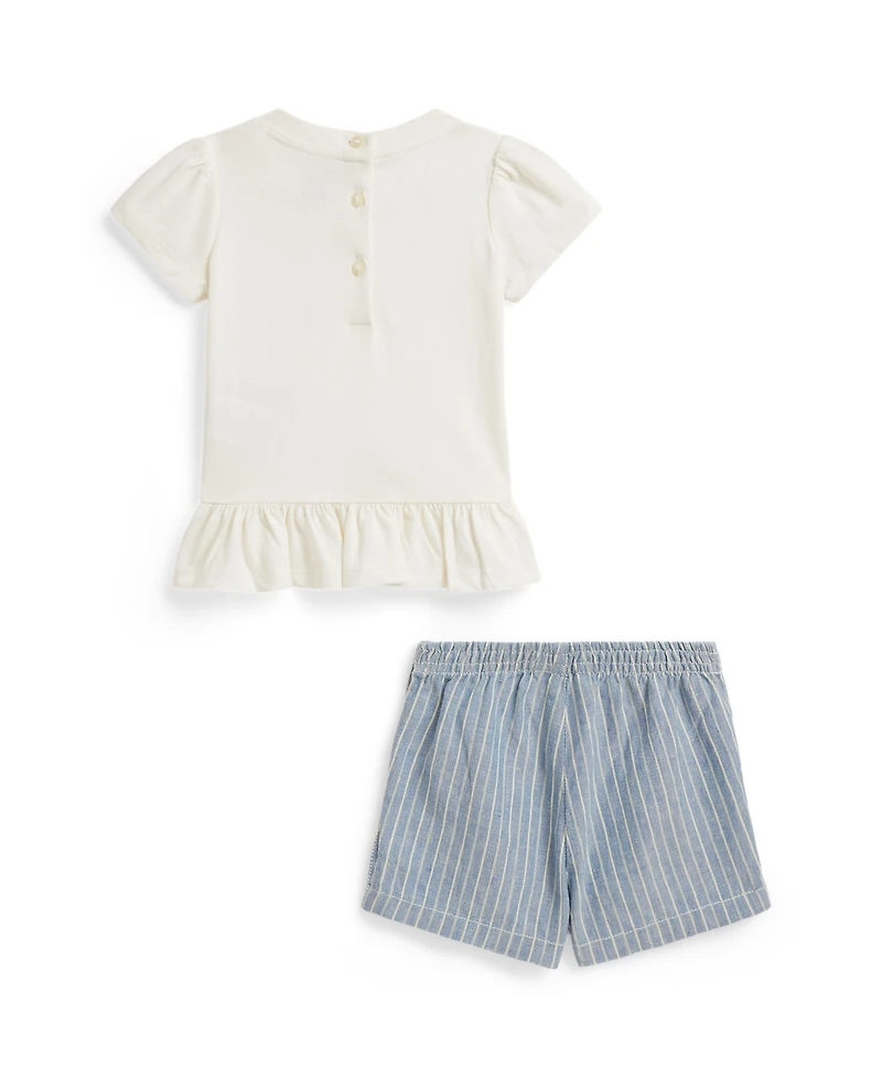 Polo Ralph Lauren Baby Girls' Bear Top and Shorts, 2-Piece Set