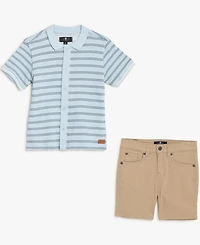 7 For All Mankind Baby Boys' Striped Polo Shirt and Twill Shorts, 2-Piece Set