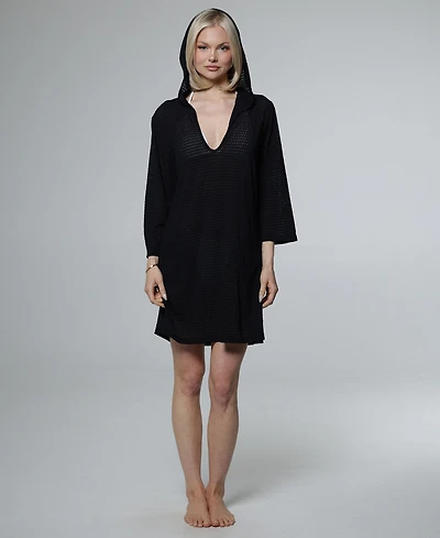 J Valdi Women's Long-Sleeve V-Neck Cover-Up Hoodie