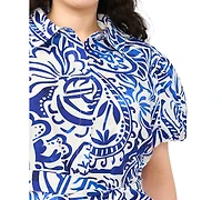 Msk Plus Size Collared Neck Mini Dress