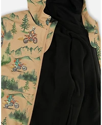 Deux par Toddler Boys 3-in-1 Two-Piece Mid-Season Outerwear Set Brown Motocross Print