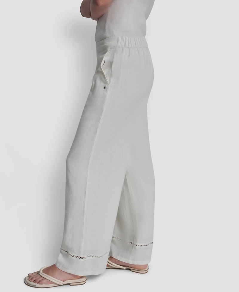 Dkny Jeans Petite High Rise Pull-On Wide Leg Ankle Pants