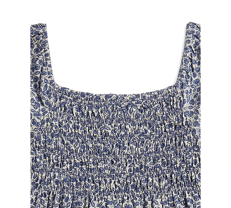 Polo Ralph Lauren Girls' 7-16 Blueberry-Print Square Neck Jersey Dress