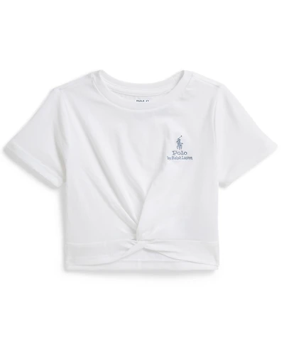 Polo Ralph Lauren Girls' 2-6X Logo Knot-Front Crewneck Boxy T-Shirt