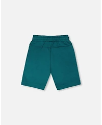 Deux par Deux Big Boys French Terry Shorts with Cross Seams Dark Turquoise