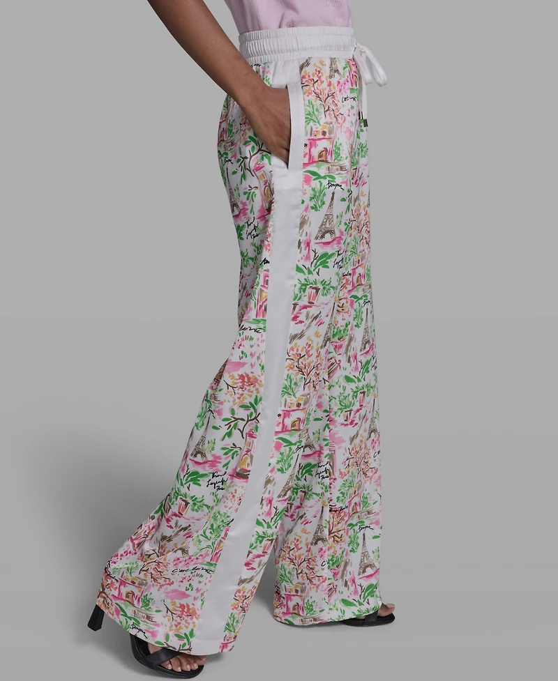 Karl Lagerfeld Paris Women's Floral Border Print Mid Rise Pants