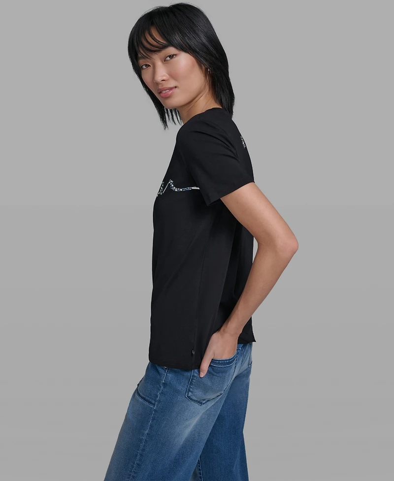 Karl Lagerfeld Paris Women's Crew Neck Sunglasses T-Shirt