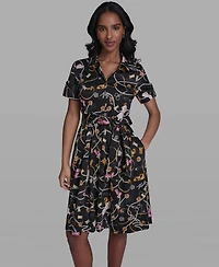 Karl Lagerfeld Paris Women's Short-Sleeve Collared Shirt Dress