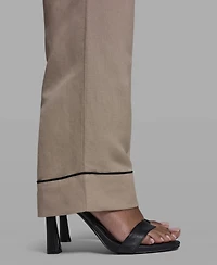 Karl Lagerfeld Paris Women's Mid Rise Contrast Trim Pants