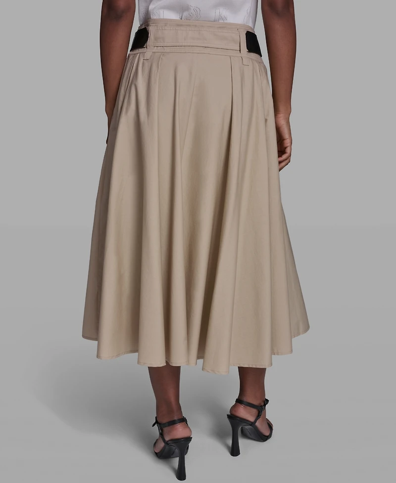 Karl Lagerfeld Paris Women's Belted Midi Skirt