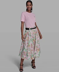 Karl Lagerfeld Paris Women's All-Over Printed Midi Skirt