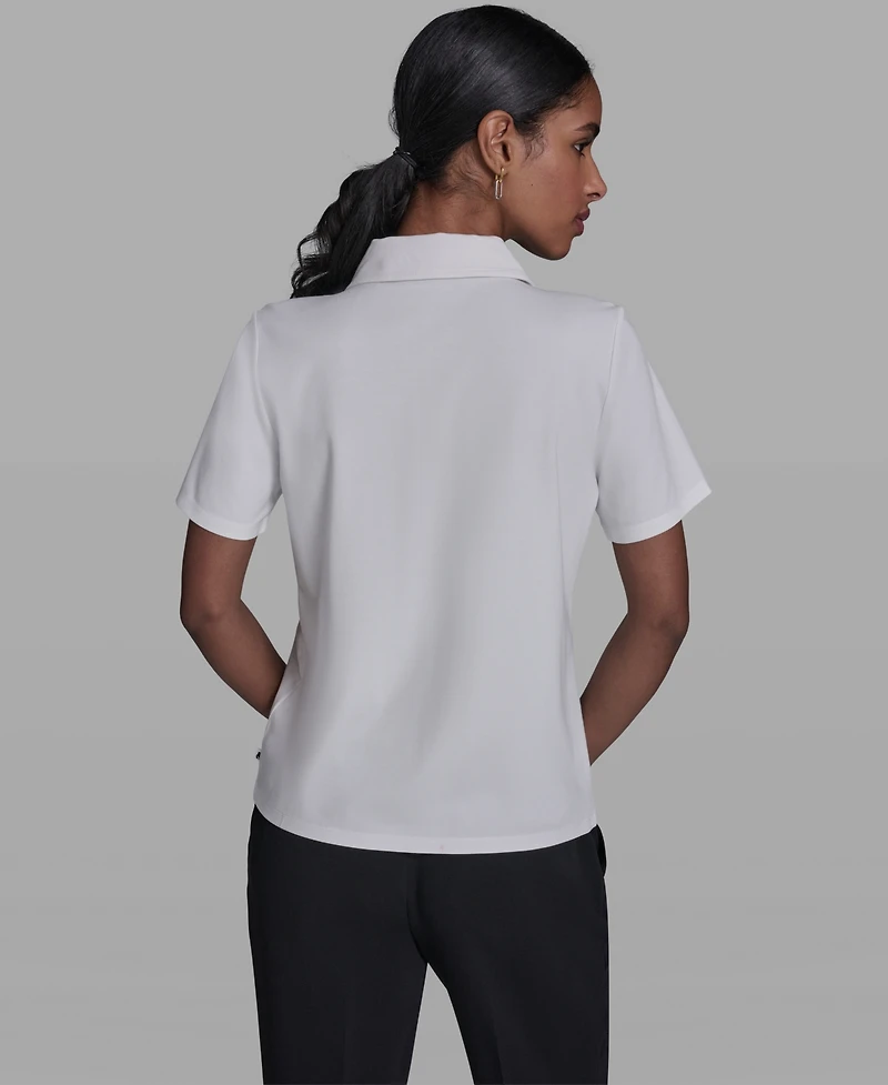 Karl Lagerfeld Paris Women's Short-Sleeve Collared Blouse