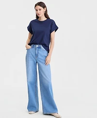 On 34th Women's Cotton Roll-Cuff Easy Crewneck Tee, Macy's Exclusive