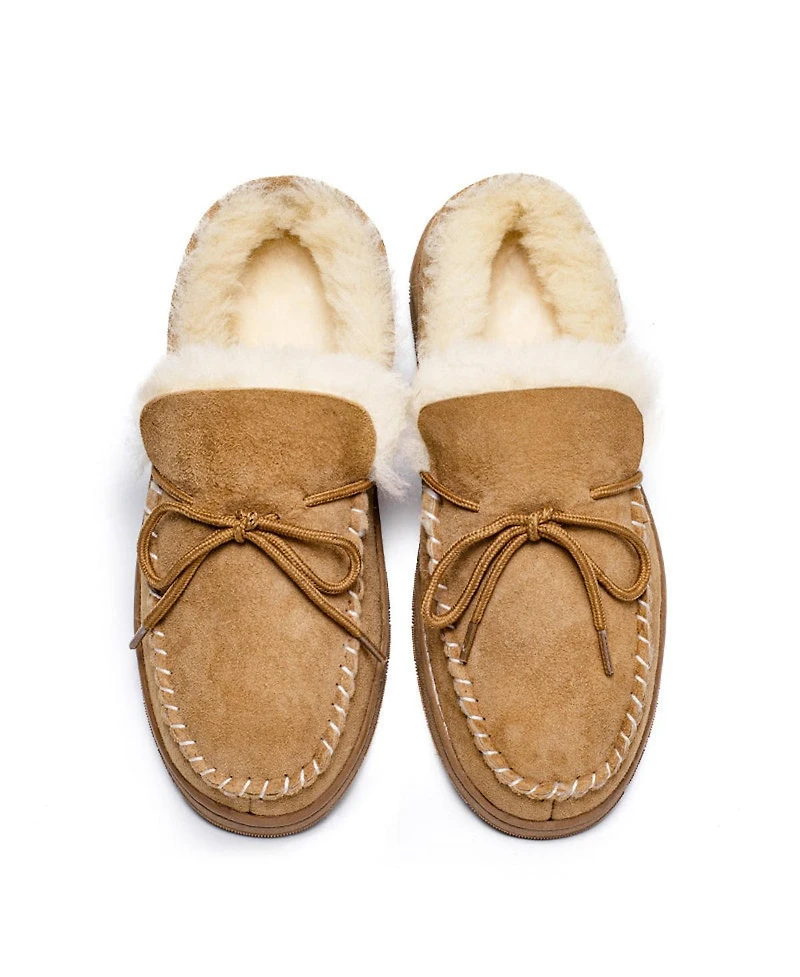 Pazstor Women's Shearling and Suede Moccasin Slippers Spring