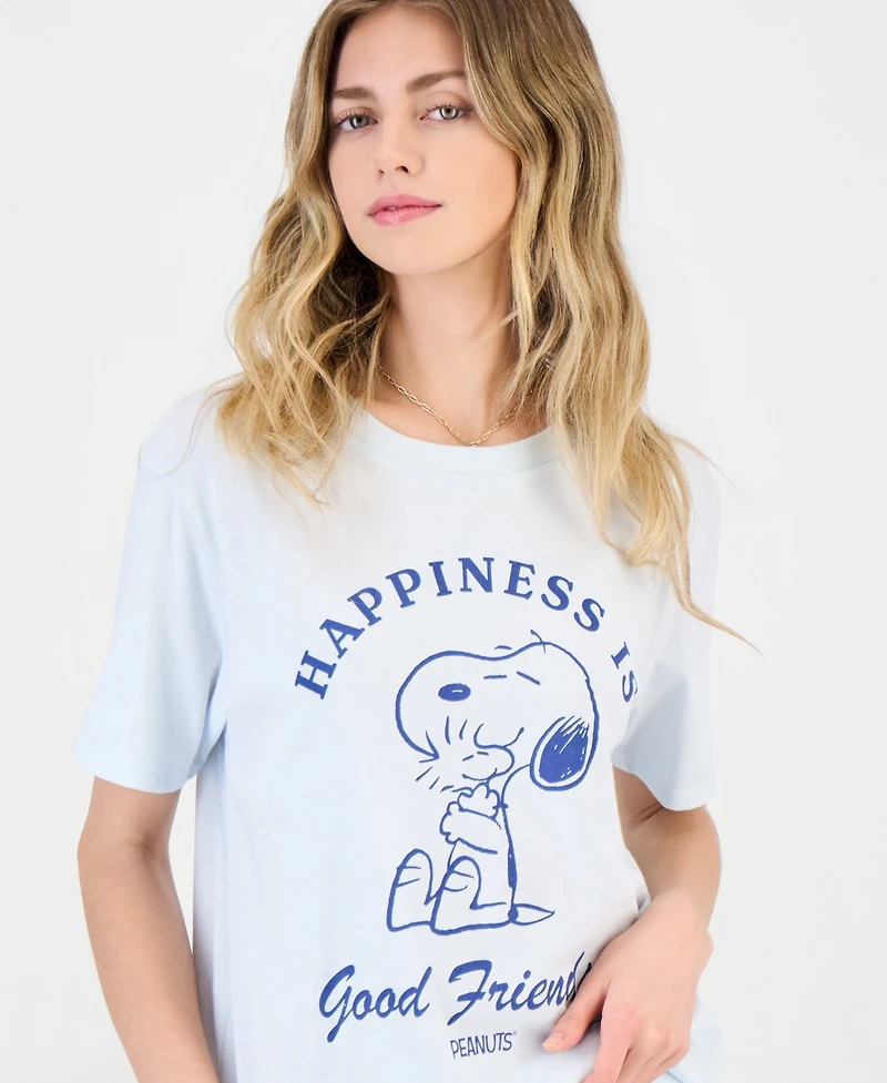 Love Tribe Juniors' Snoopy Woodstock Graphic Crewneck T-Shirt